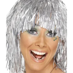 Smiffys Cyber Tinsel Wig, Silver