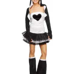 Smiffys Fever Panda Costume, Tutu Dress, Black & White