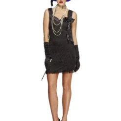 Smiffys Fever Flapper Foxy Costume, Black