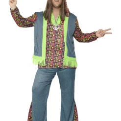 Smiffys Curves Hippie Costume, Multi-Coloured