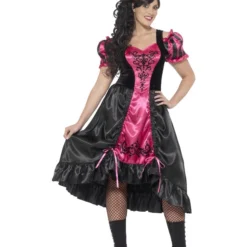 Smiffys Curves Sassy Saloon Costume, Pink
