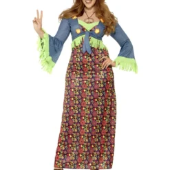Smiffys Curves Hippie Lady Costume, Multi-Coloured