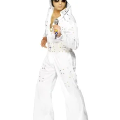 Smiffys Elvis Costume With Jewels, White