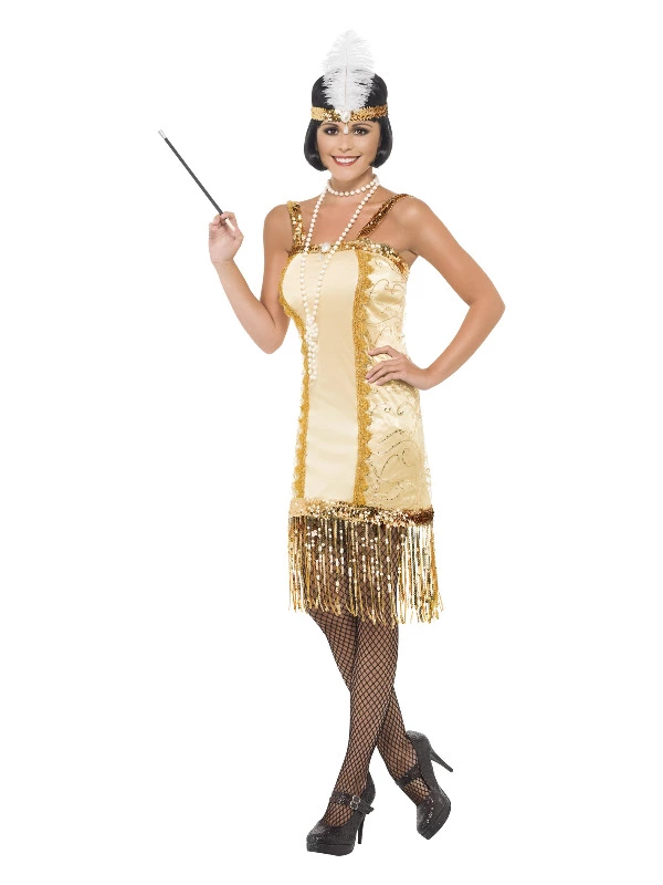 Smiffys Charleston Flapper Costume, Gold 3 Smiffys Charleston Flapper Costume, Gold