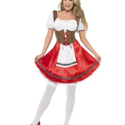 Smiffys Bavarian Wench Costume, White & Red