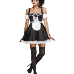 Smiffys Fever Flirty French Maid Costume, Black
