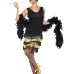 Smiffys 20s Fringed Flapper Costume, Black