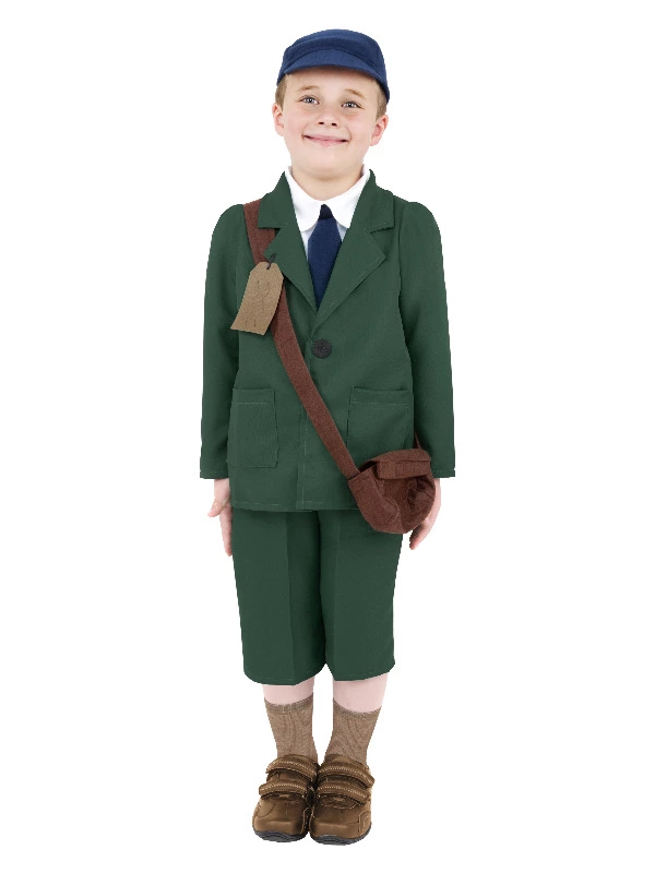 Smiffys World War II Evacuee Boy Costume, Green 3 Smiffys World War II Evacuee Boy Costume, Green