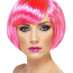 Smiffys Babe Wig, Neon Pink