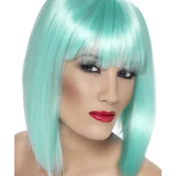 Smiffys Glam Wig, Neon Aqua