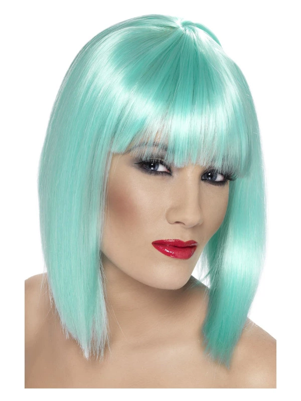 Smiffys Glam Wig, Neon Aqua 3 Smiffys Glam Wig, Neon Aqua