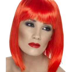 Smiffys Glam Wig, Neon Red