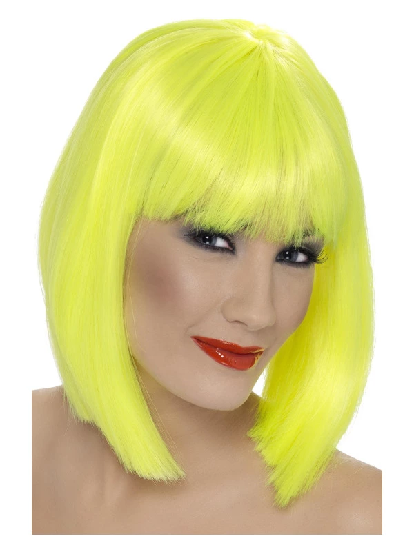 Smiffys Glam Wig, Neon Yellow 3 Smiffys Glam Wig, Neon Yellow