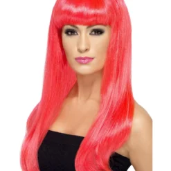 Smiffys Babelicious Wig, Neon Pink