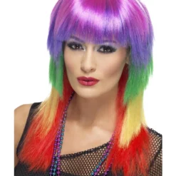 Smiffys Rainbow Rocker Wig, Rainbow
