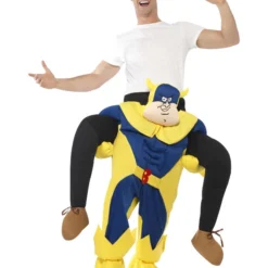 Smiffys Bananaman Piggy Back Costume, Blue
