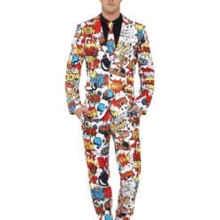 Smiffys Comic Strip Suit, Red & White