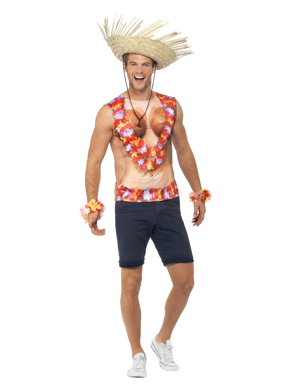 Smiffys Hawaiian Vest, Red 3 Smiffys Hawaiian Vest, Red