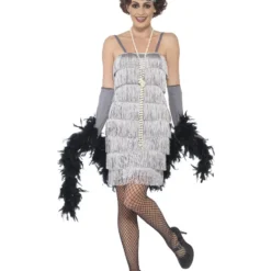 Smiffys Flapper Costume, Silver