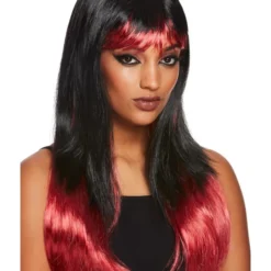 Smiffys Bleeding Dip Dye Wig, Black & Red