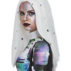 Smiffys Cosmic Wig, White & Silver