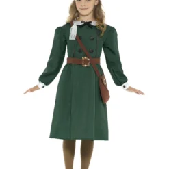 Smiffys WW2 Evacuee Girl Costume, Green