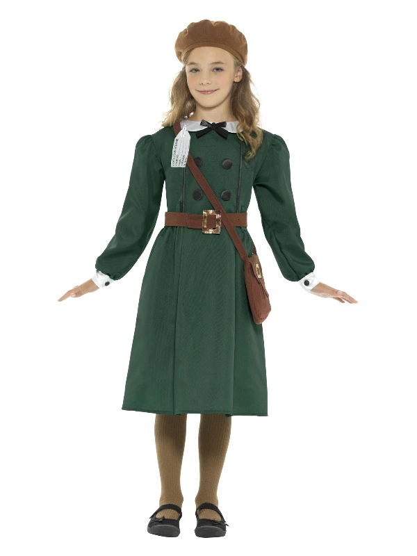 Smiffys WW2 Evacuee Girl Costume, Green 3 Smiffys WW2 Evacuee Girl Costume, Green