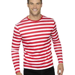 Smiffys Stripy T-Shirt, Red