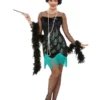 Smiffys 20s Peacock Flapper Costume, Green & Blue
