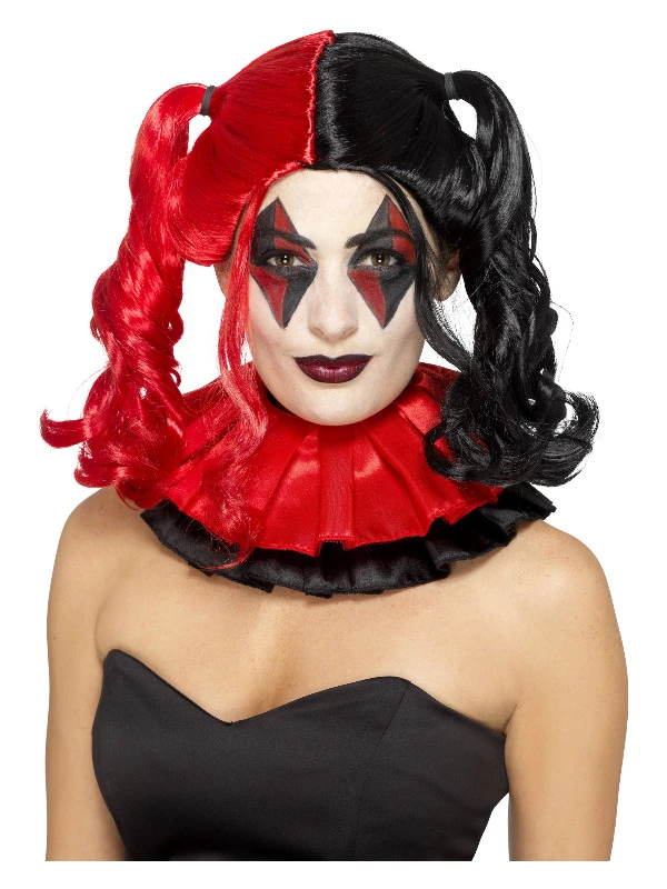 Smiffys Twisted Harlequin Wig, Black & Red