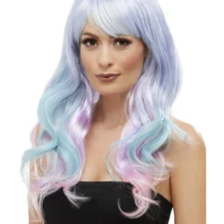 Smiffys Fashion Unicorn Pastel Wig, Wavy, Long, Multi-Colo