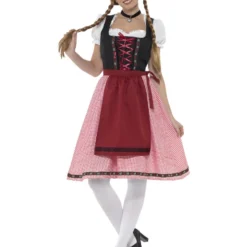 Smiffys Bavarian Tavern Maid Costume, Red & Black