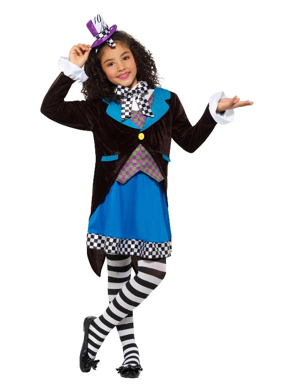 Smiffys Deluxe Little Miss Hatter Costume, With Dress, Mul 3 Smiffys Deluxe Little Miss Hatter Costume, With Dress, Mul