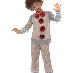 Smiffys Vintage Clown Boy Costume, Grey & Red