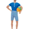 Smiffys 20s Bathing Suit Costume, Blue & White -Cheap Smiffys Store 50726 6