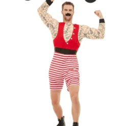 Smiffys Deluxe Strongman Costume, Red & White