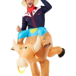 Smiffys Inflatable Bull Rider Costume, Brown