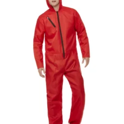 Smiffys Bank Robber Jumpsuit, Red