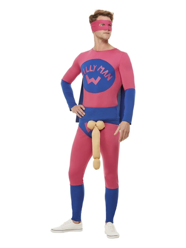 Smiffys Willyman Superhero Costume, Pink & Blue 3 Smiffys Willyman Superhero Costume, Pink & Blue