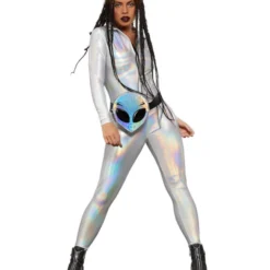 Smiffys Fever Miss Whiplash Mirror Holographic Costume