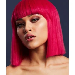 Smiffys Fever Lola Wig, Magenta Pink