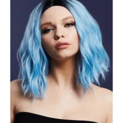 Smiffys Fever Cara Wig, Two Toned Blend, Baby Blue