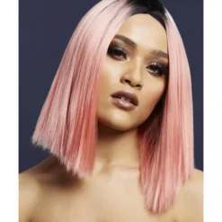 Smiffys Fever Kylie Wig, Two Toned Blend, Coral Pink
