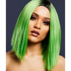 Smiffys Fever Kylie Wig, Two Toned Blend, Lime Green