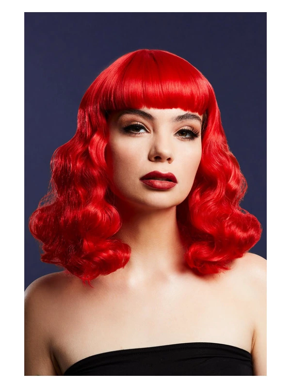 Smiffys Fever Bettie Wig With Short Fringe, Red 3 Smiffys Fever Bettie Wig With Short Fringe, Red