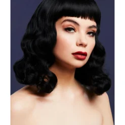 Smiffys Fever Bettie Wig With Short Fringe, Black