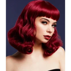 Smiffys Fever Bettie Wig With Short Fringe, Plum