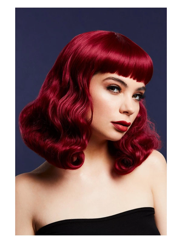Smiffys Fever Bettie Wig With Short Fringe, Plum 3 Smiffys Fever Bettie Wig With Short Fringe, Plum