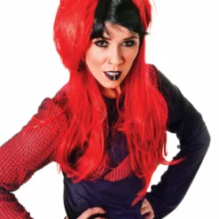 Bristol Novelty Punk Wig Ladies Red/Black